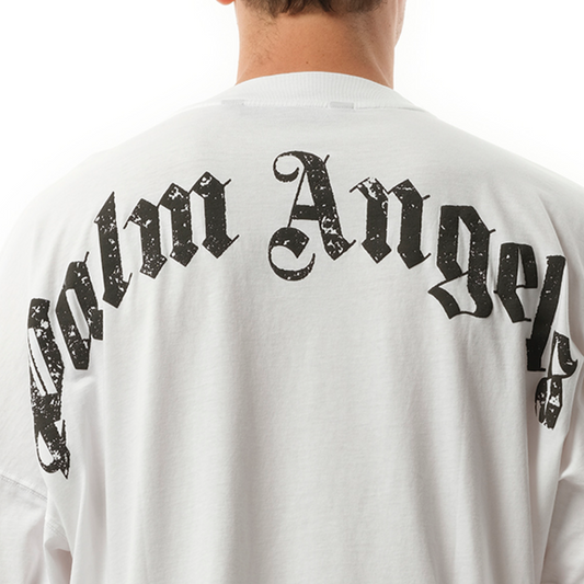 Back Curved Logo Over T-Shirt in Off White/Black