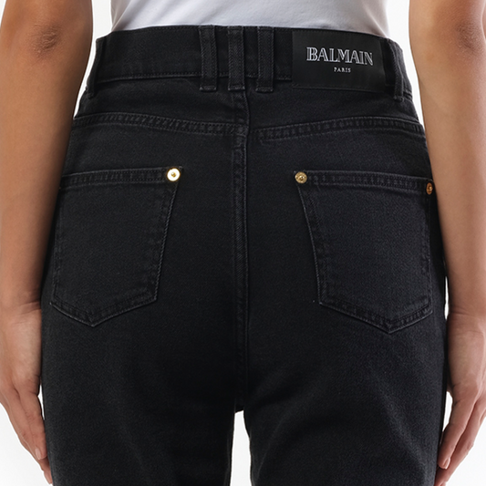 5 Pockets Slim Black Washed Denim in Black