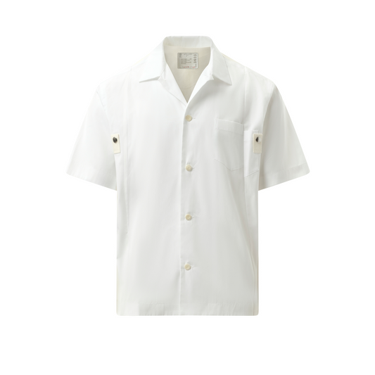 Cotton Poplin Short-sleeve Shirt in Off White