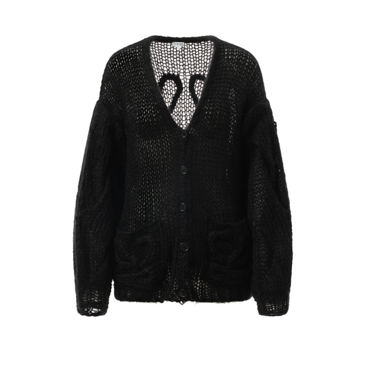 Relaxed Fit Anagram Cardigan in Black