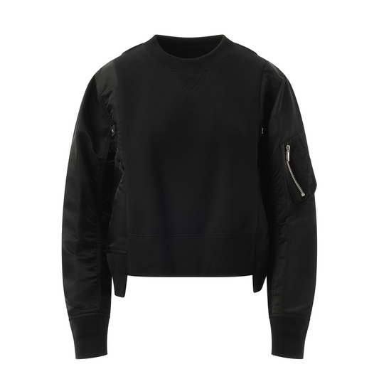 Sponge Sweat Nylon Twill Pullover in Black