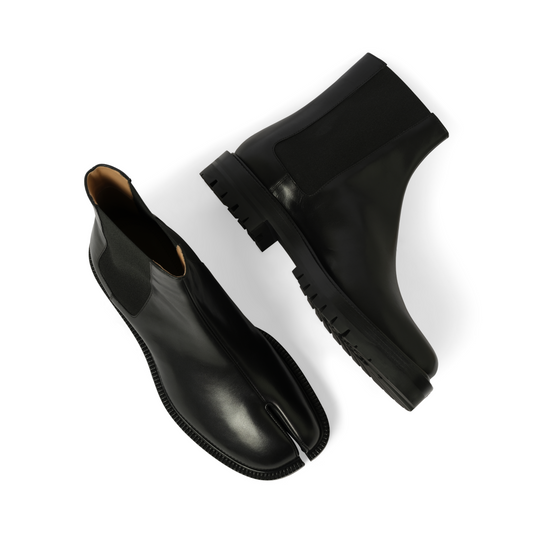 Calfskin Tabi County Chelsea Boots in Black