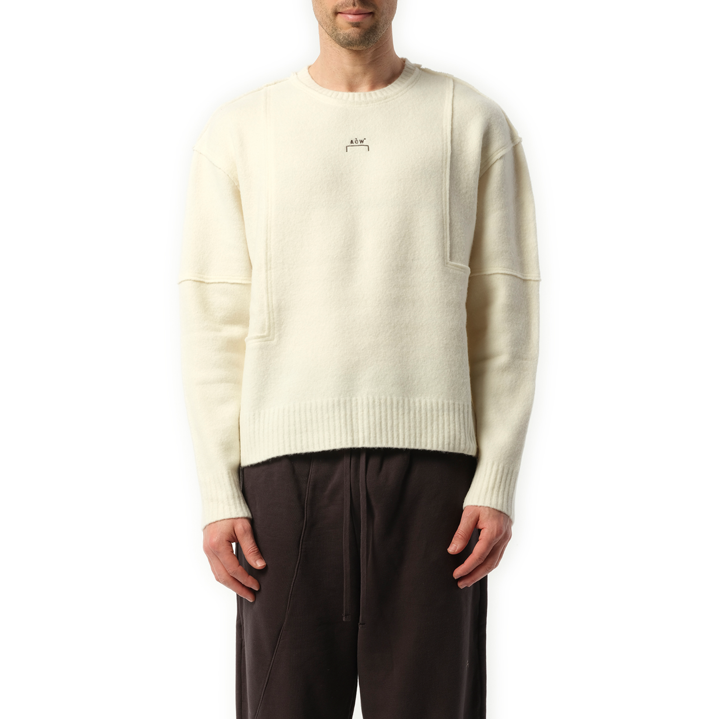 Construct Knit Crewneck Sweater in Bone