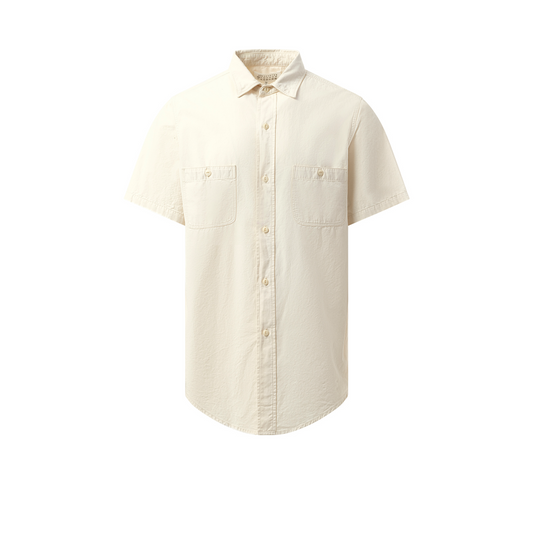 Denim Short Sleeve Shirt in Ecru