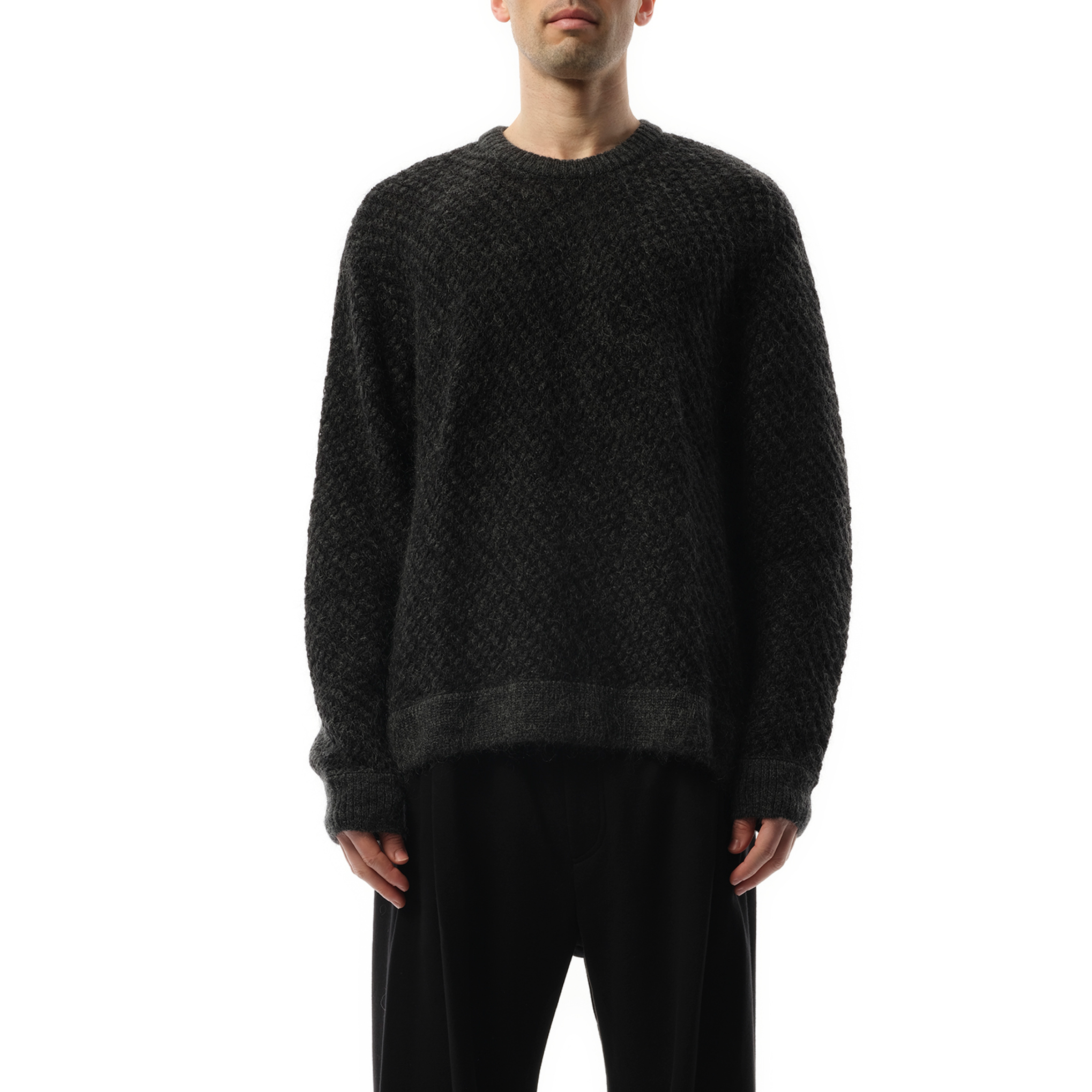 Wool Mohair Mix Sweater in Grey