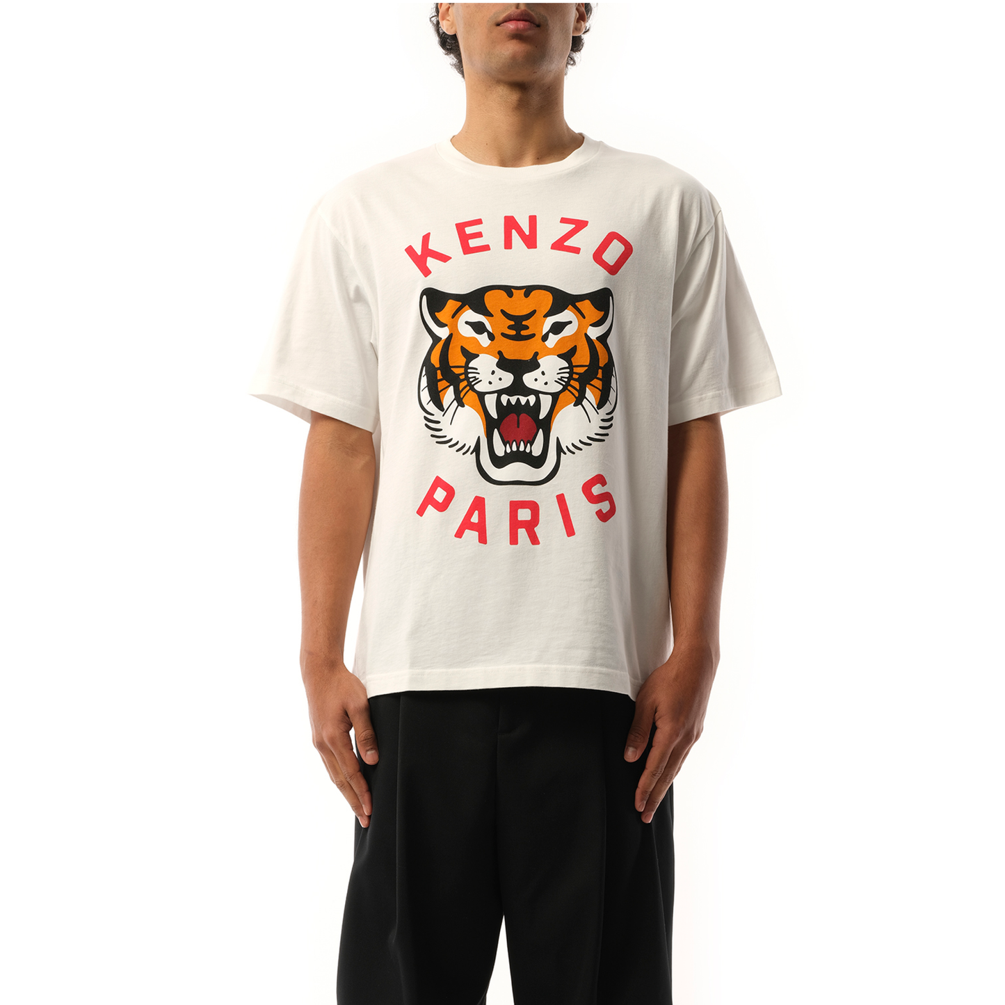 Lucky Tiger Oversize T-Shirt in Off White