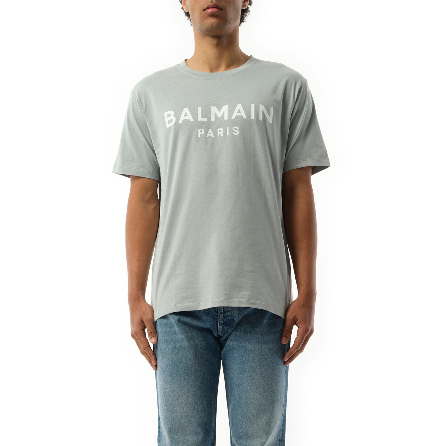 Balmain Print T-Shirt in Grey/White