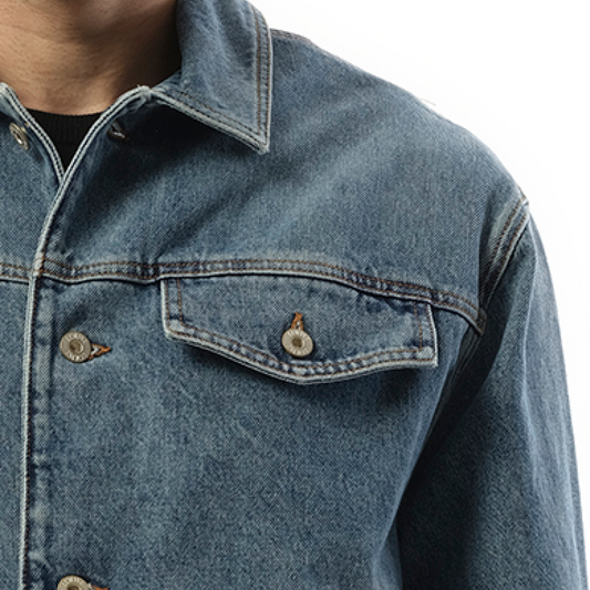 Hooded Denim Jacket in Blue