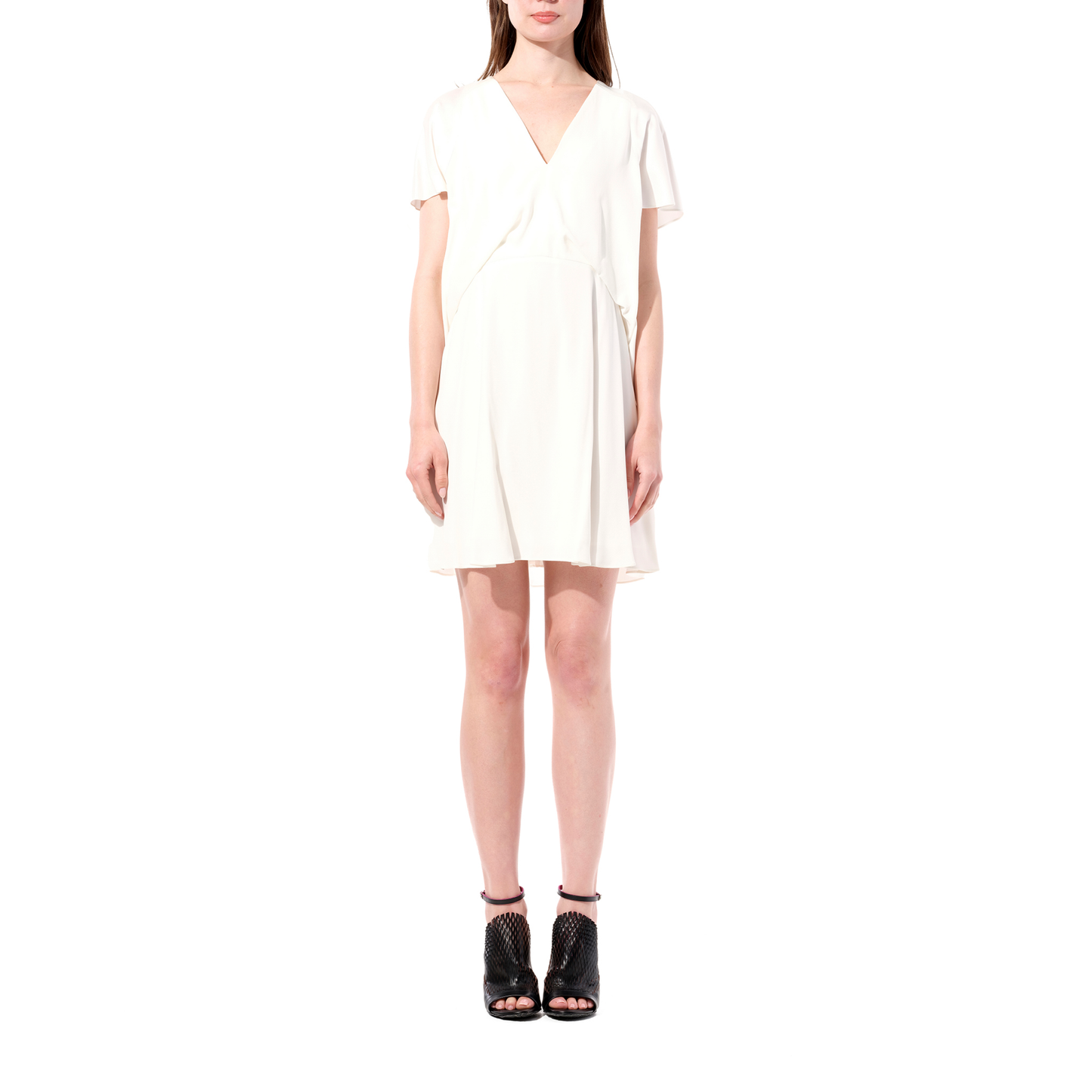 Breezy Romantic Short Sleeve Dress in White