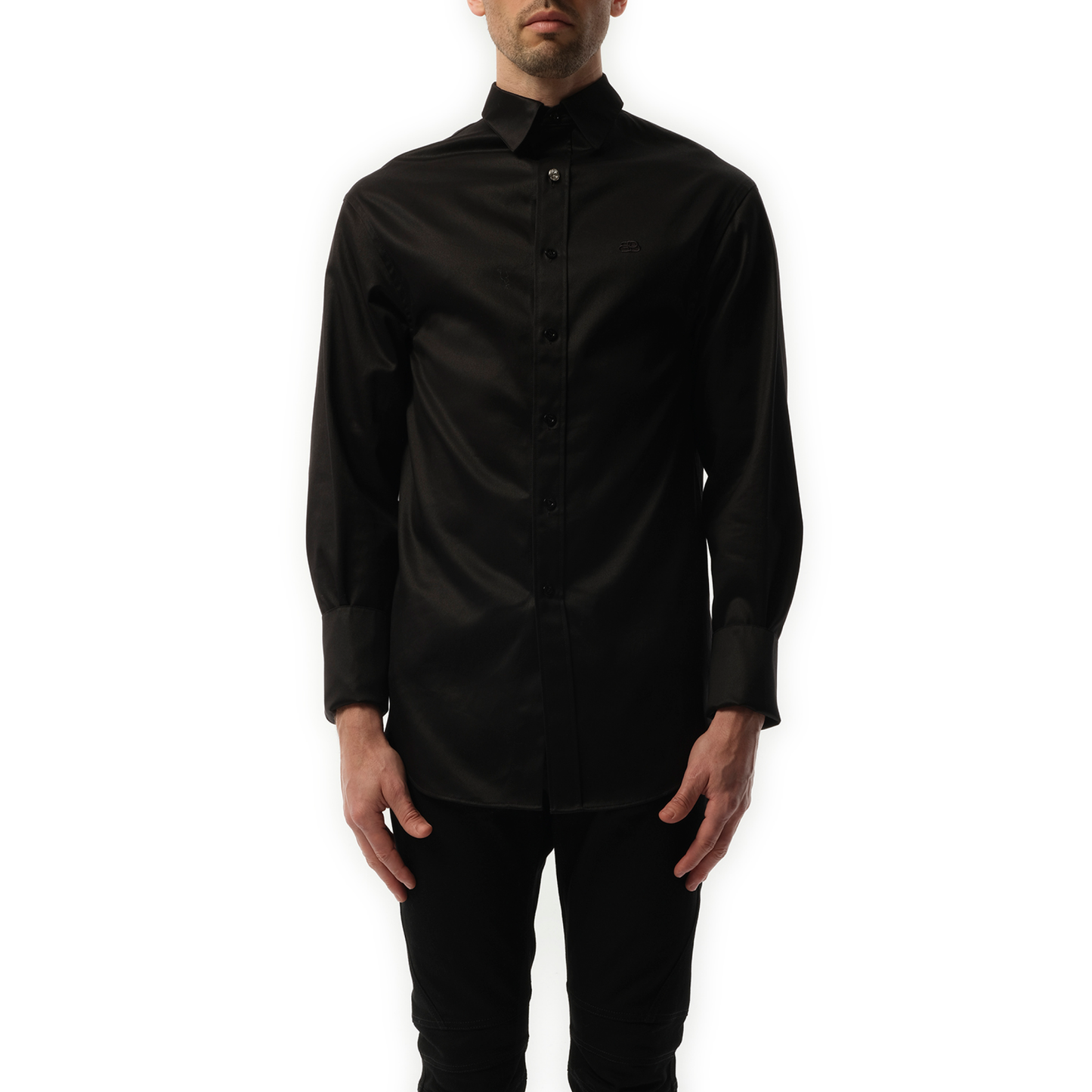 Pulled Long Sleeve Shirt in Black