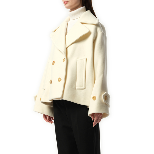 Oversized Short Coat in Eden White