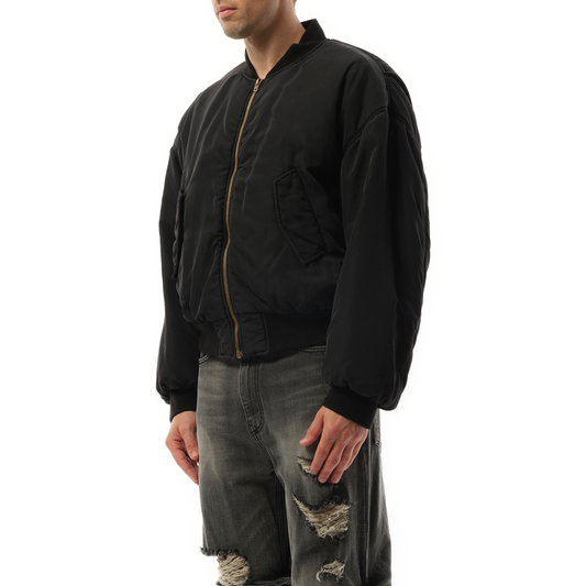 Curved Bomber Jacket in Black