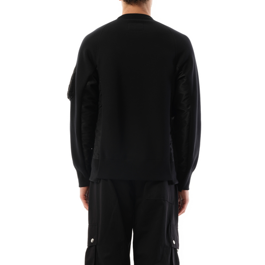 Sponge Sweat Nylon Twill Sweatshirt in Black