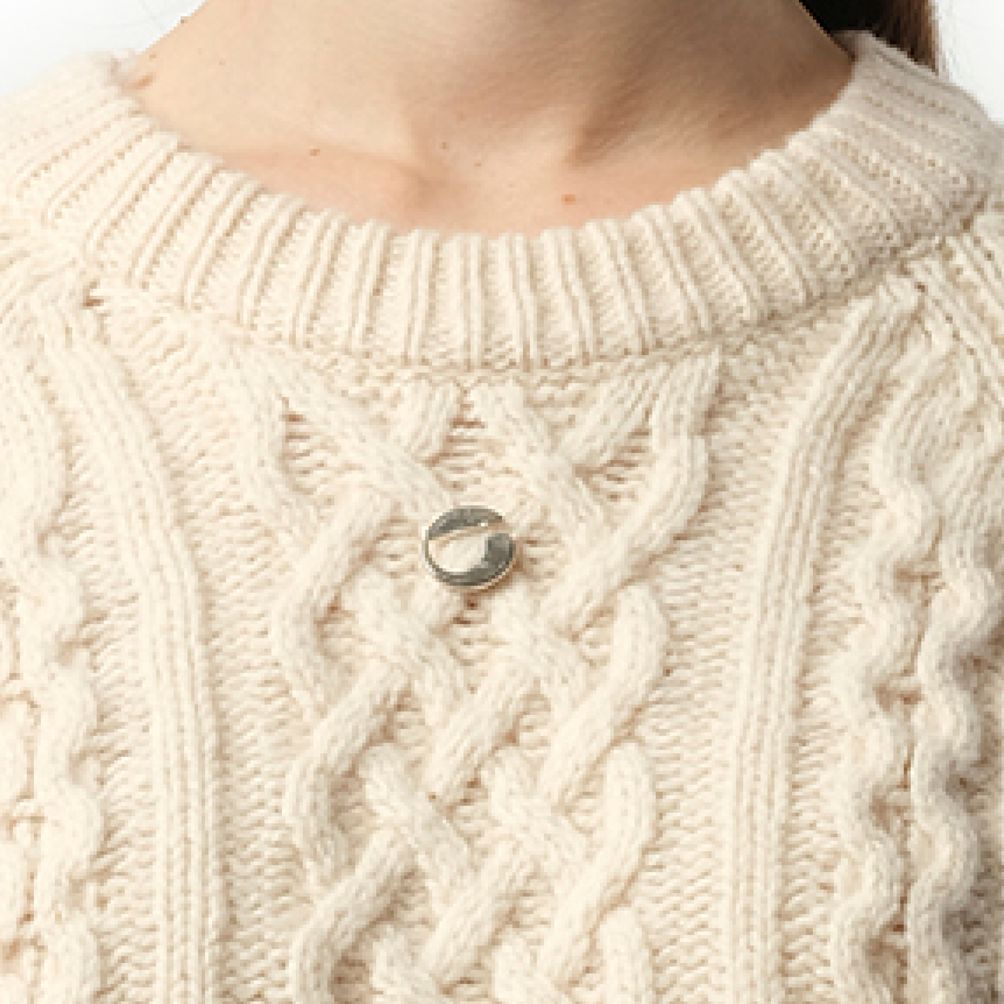 Shredded Knit Sweater in Beige