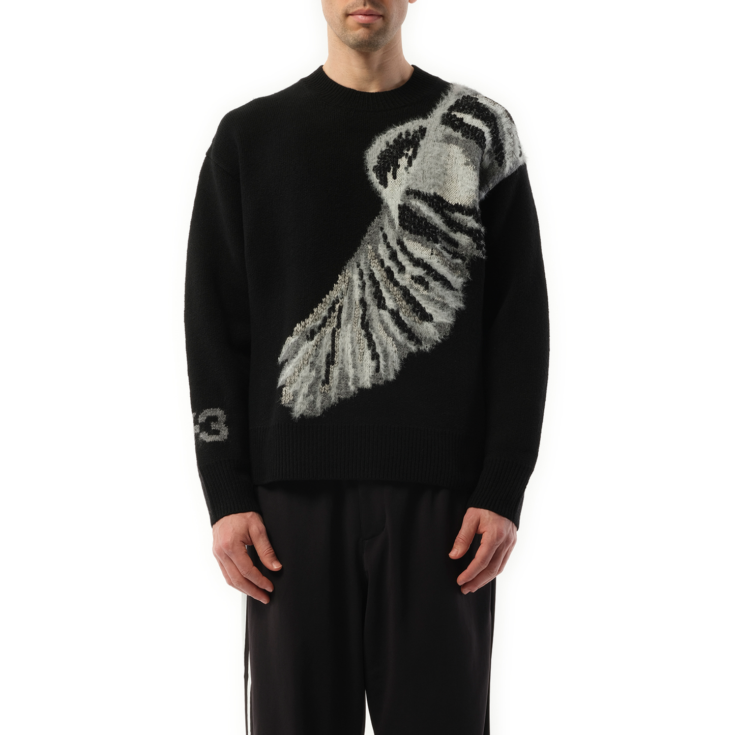 Bird Graphic Knit Sweater in Black