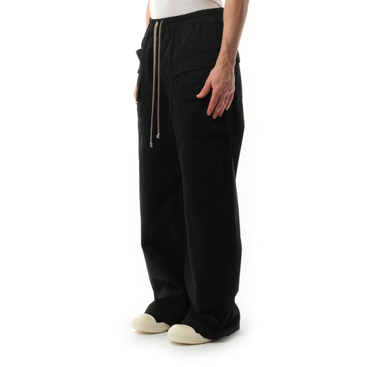 Creatch Cargo Wide Drawstring Pants in Black