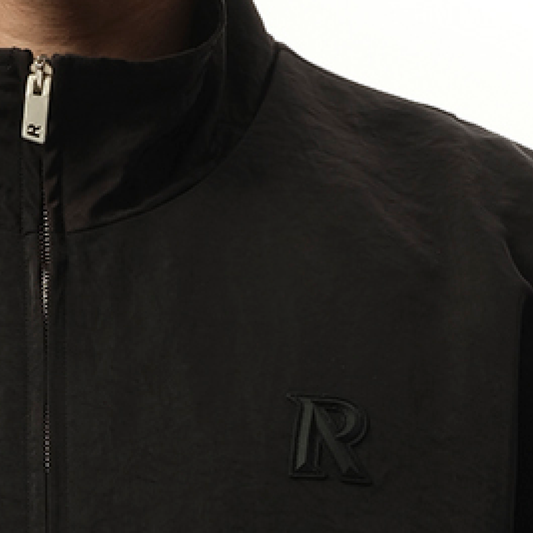 Nylon Track Jacket in Jet Black