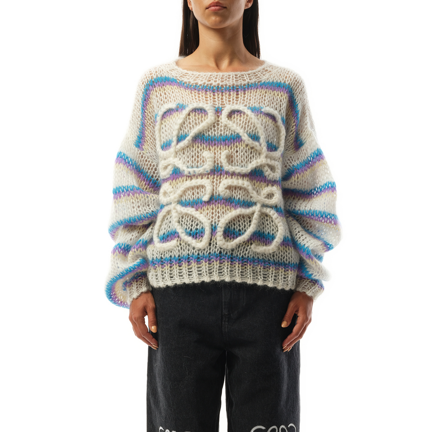 Relaxed Fit Anagram Sweater in White/Multicolour