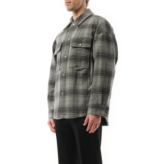 Wool Check Shirt in Grey