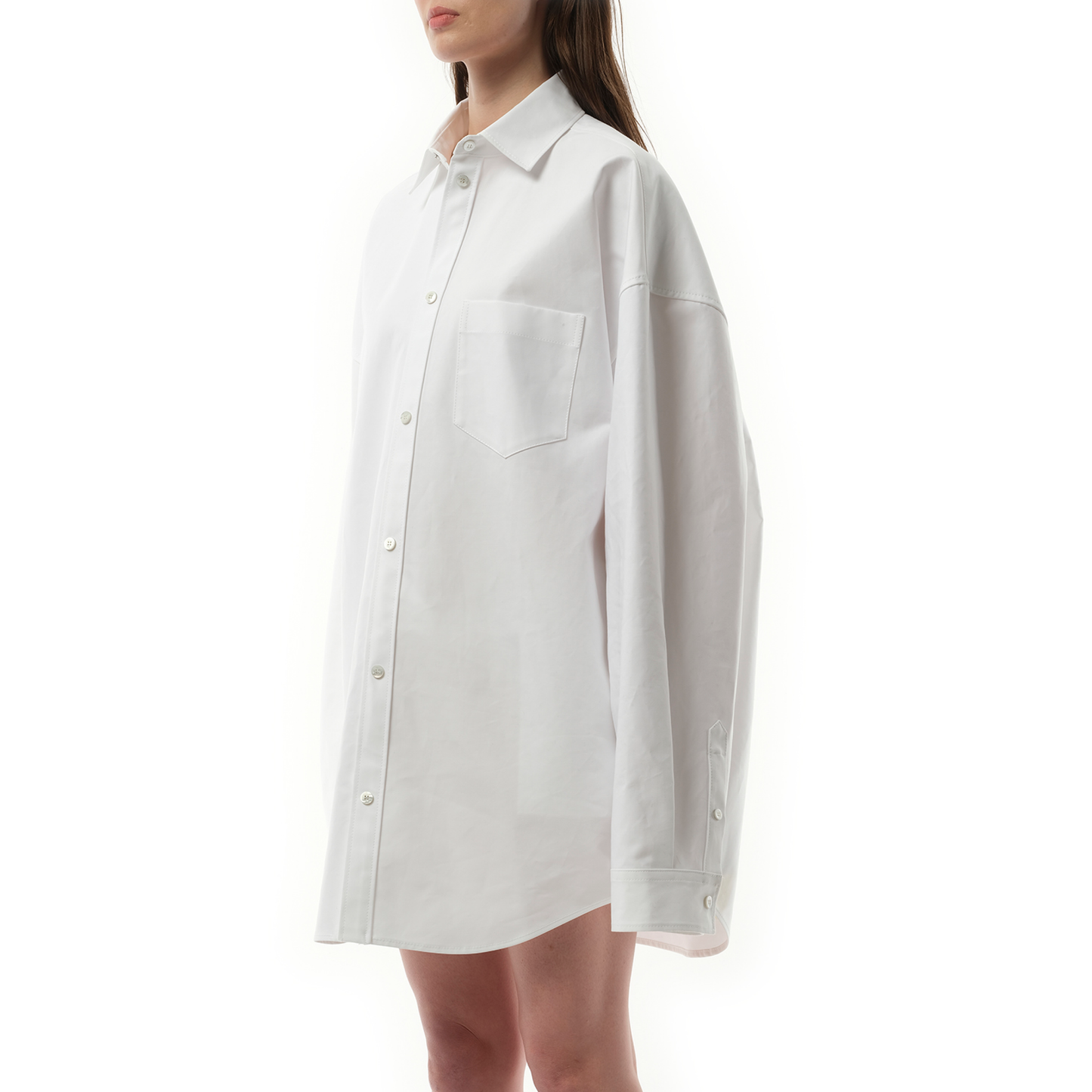 Cotton Poplin Outwear Shirt in White