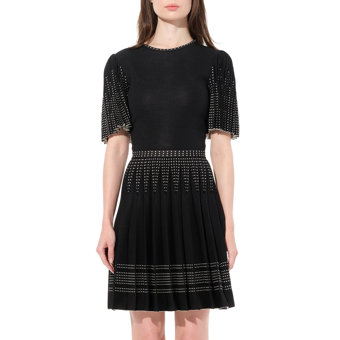 Knit Jacquard Dress in Black/White