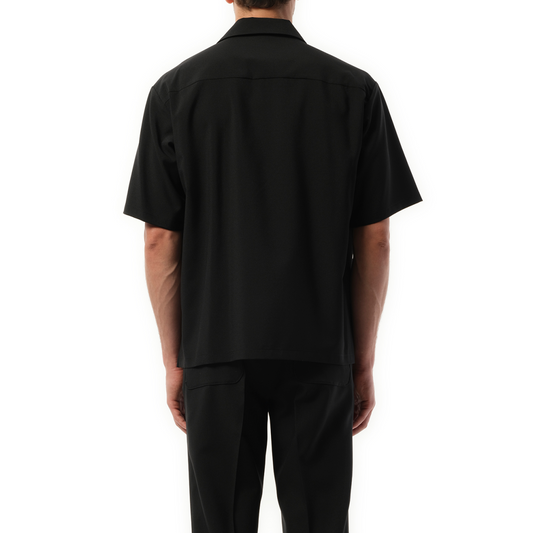 Logo Embroidery Short Sleeve Shirt in Black