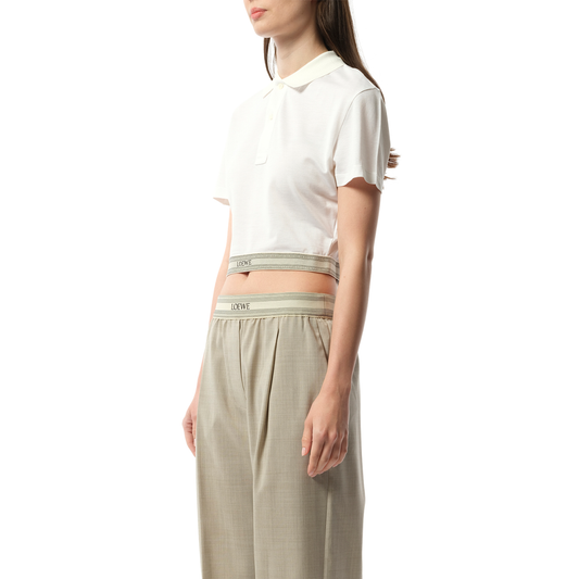 Cropped Polo in White