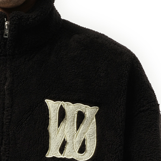 Boucle Letter Logo Fleece Zip-Up in Black