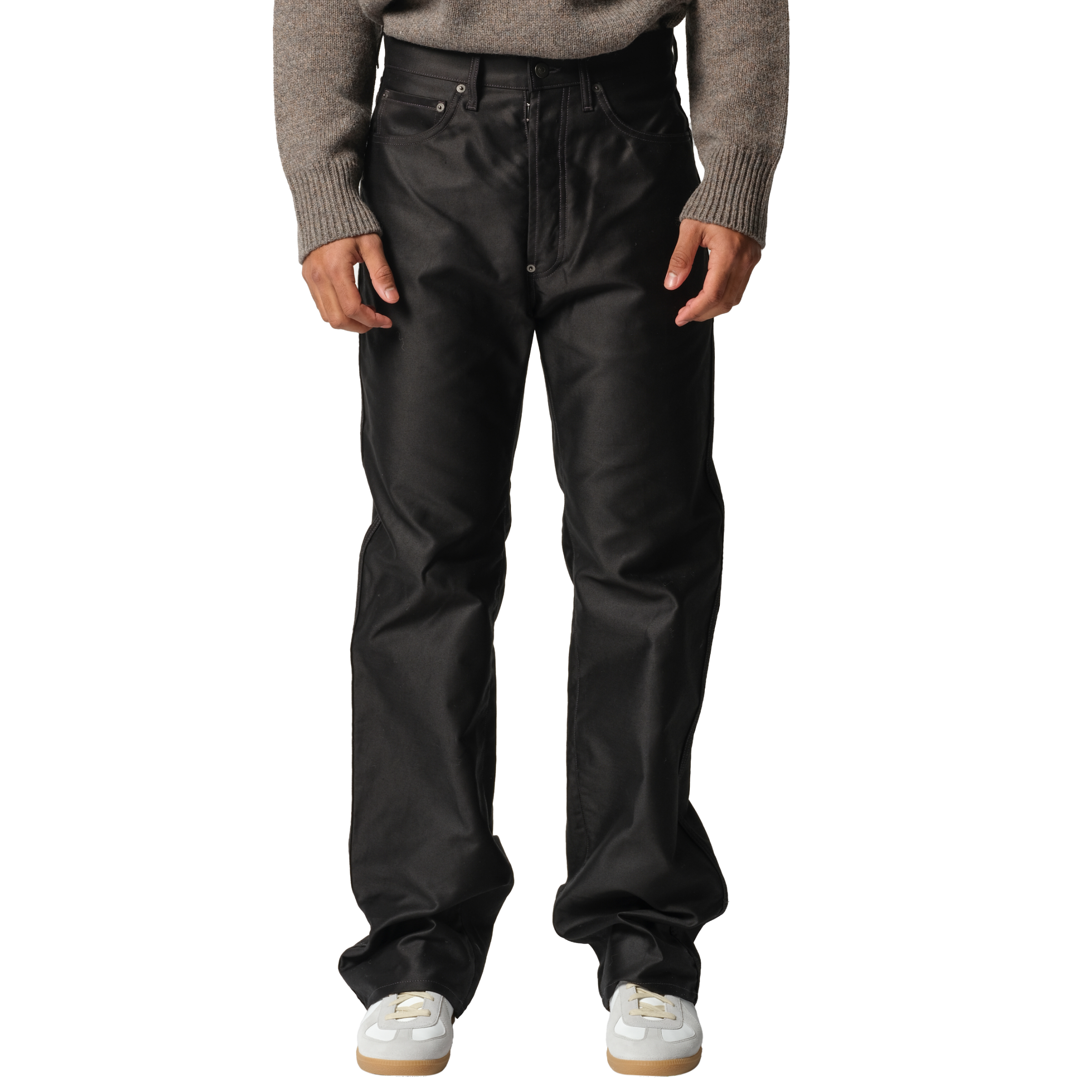 Cotton Satin 5 Pocket Pants in Black