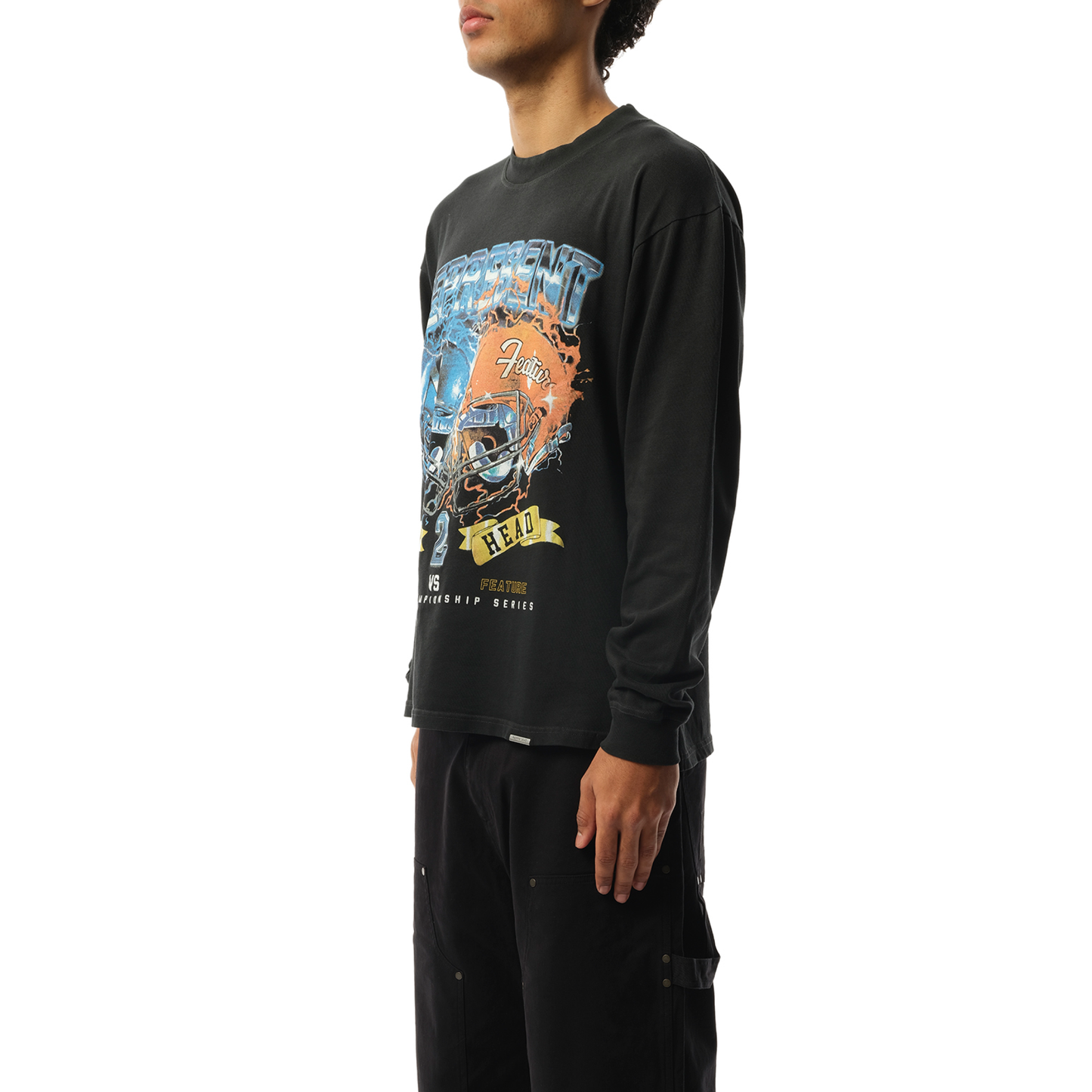 Represent x Feature Head 2 Head Long Sleeve T-Shirt in Stained Black