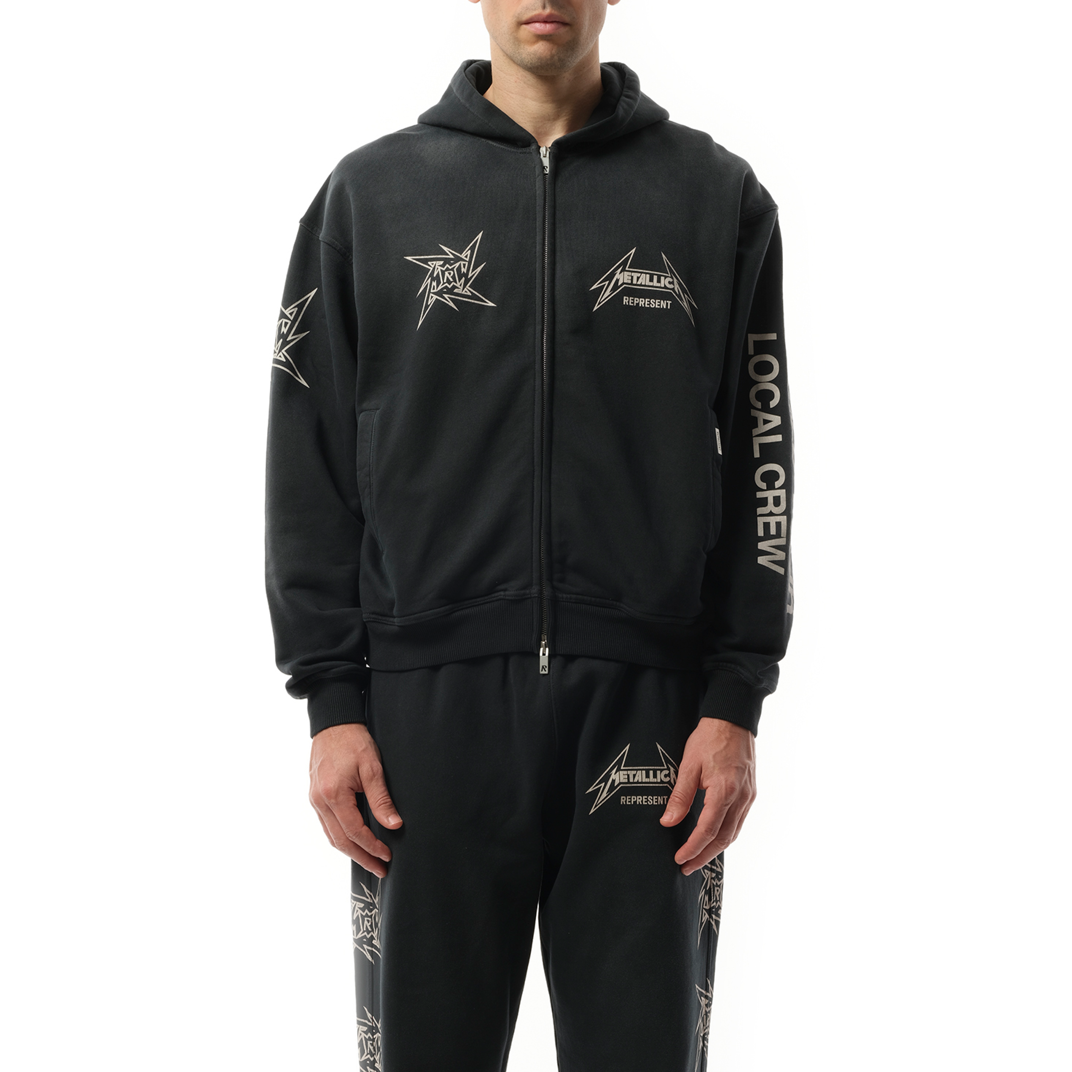 Metallica 40 Year Anniversary Zip-Up Hoodie in Stained Black