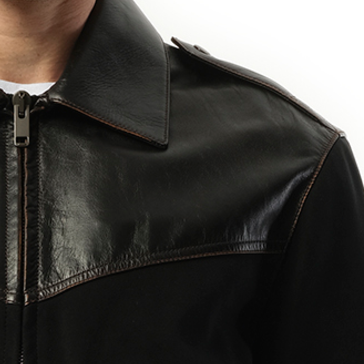 Leather Bomber Jacket in Black