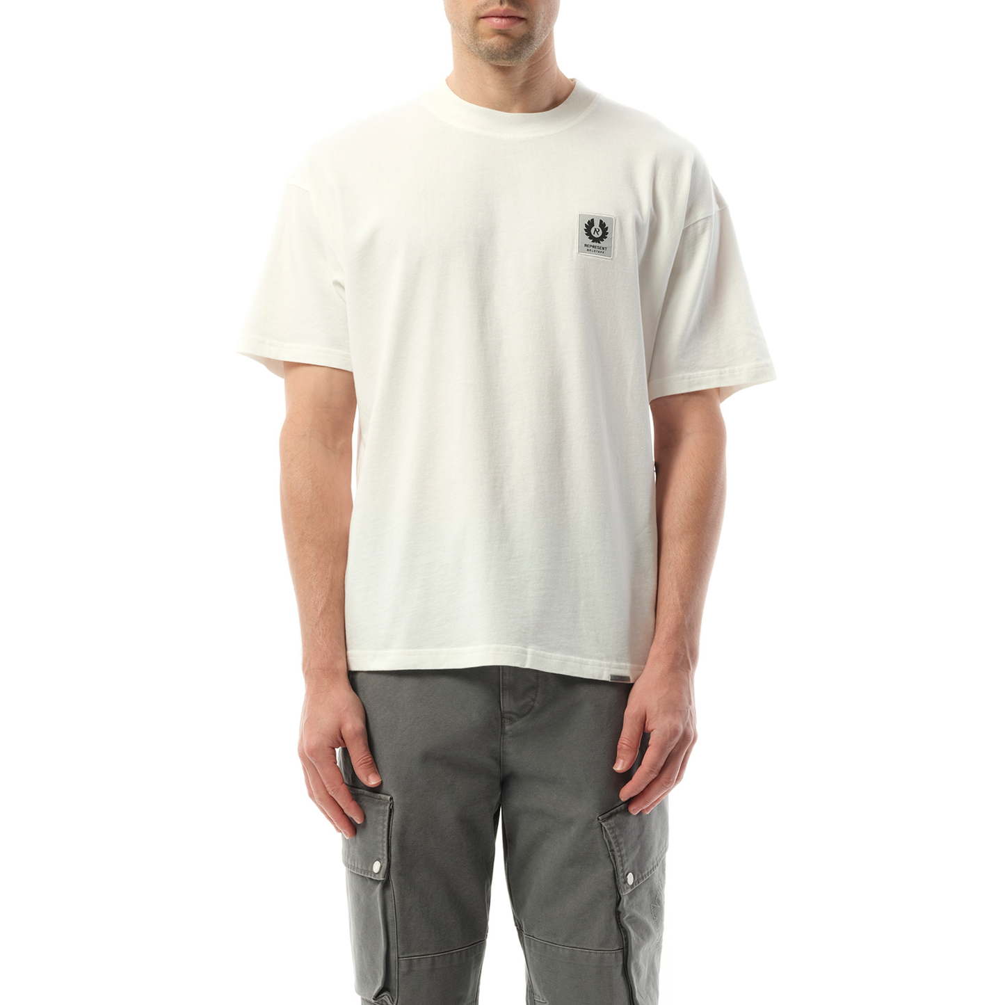 Represent X Belstaff Patch T-Shirt in Flat White