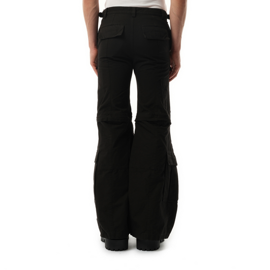 Flared Cargo Pants in Black