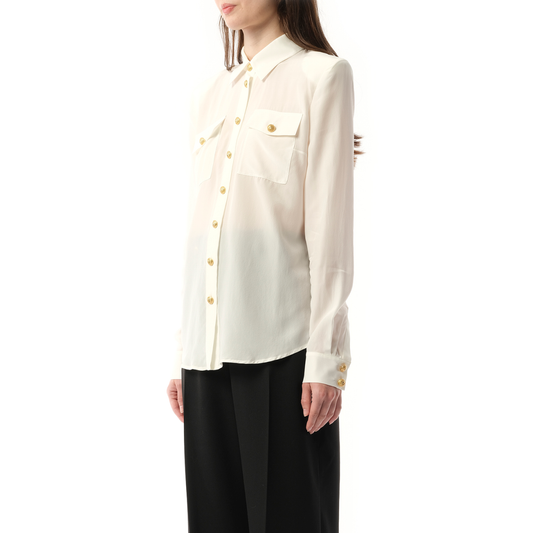 2 PKTS Crepe De Chine Shirt in White