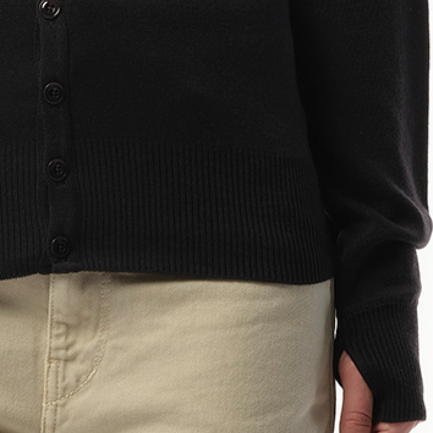 Fitted Seamless Cardigan in Granite Black