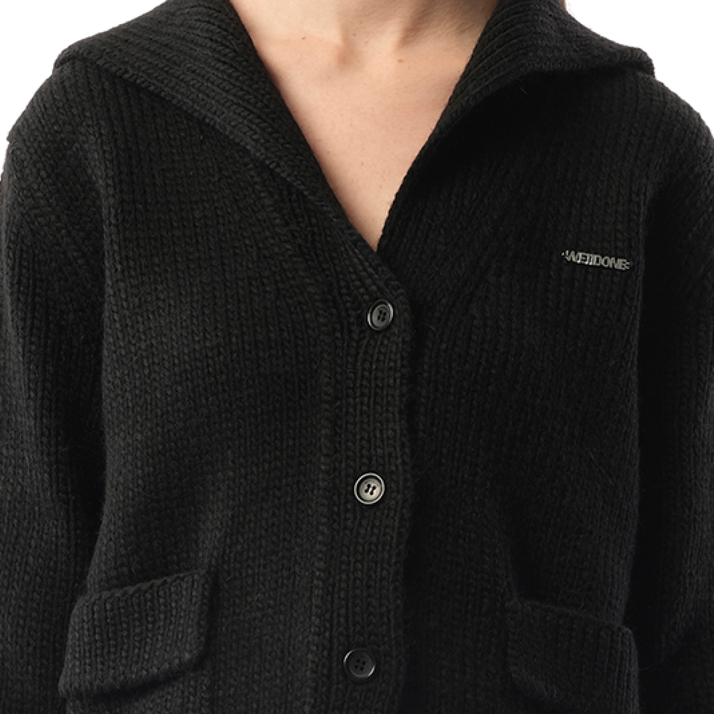 Sailor-Neck Cardigan in Black