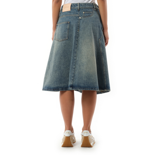 Deconstructed Skirt in Washed Denim