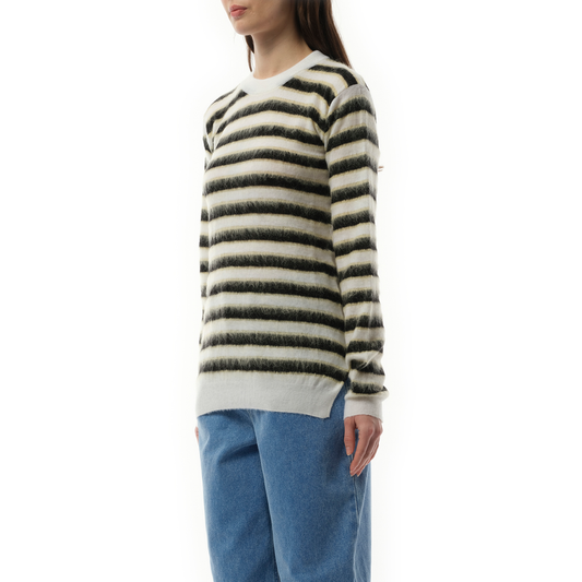 Mohair Stripe Sweater in Light Alabaster