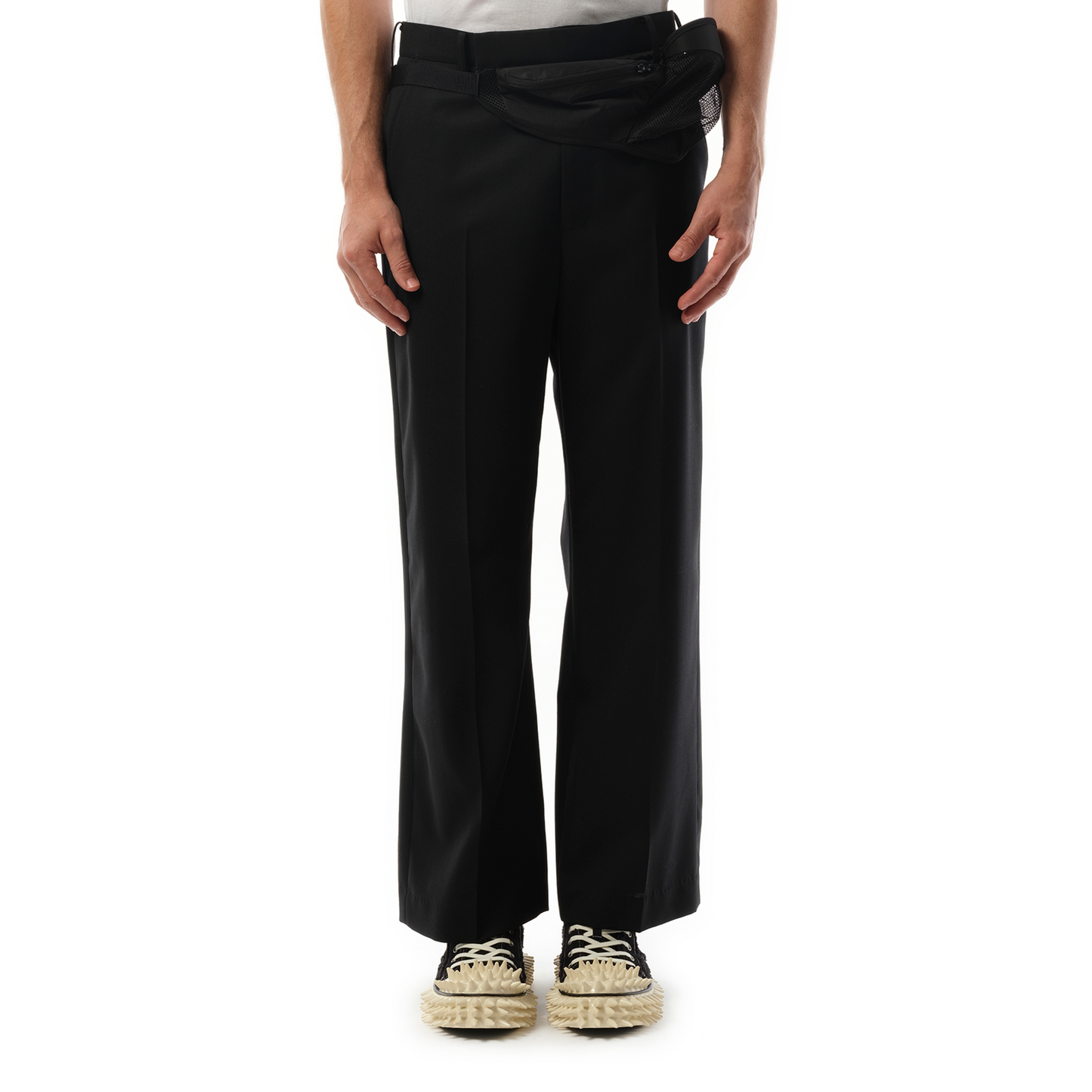 Tailored Trousers with Waist Pouch in Black