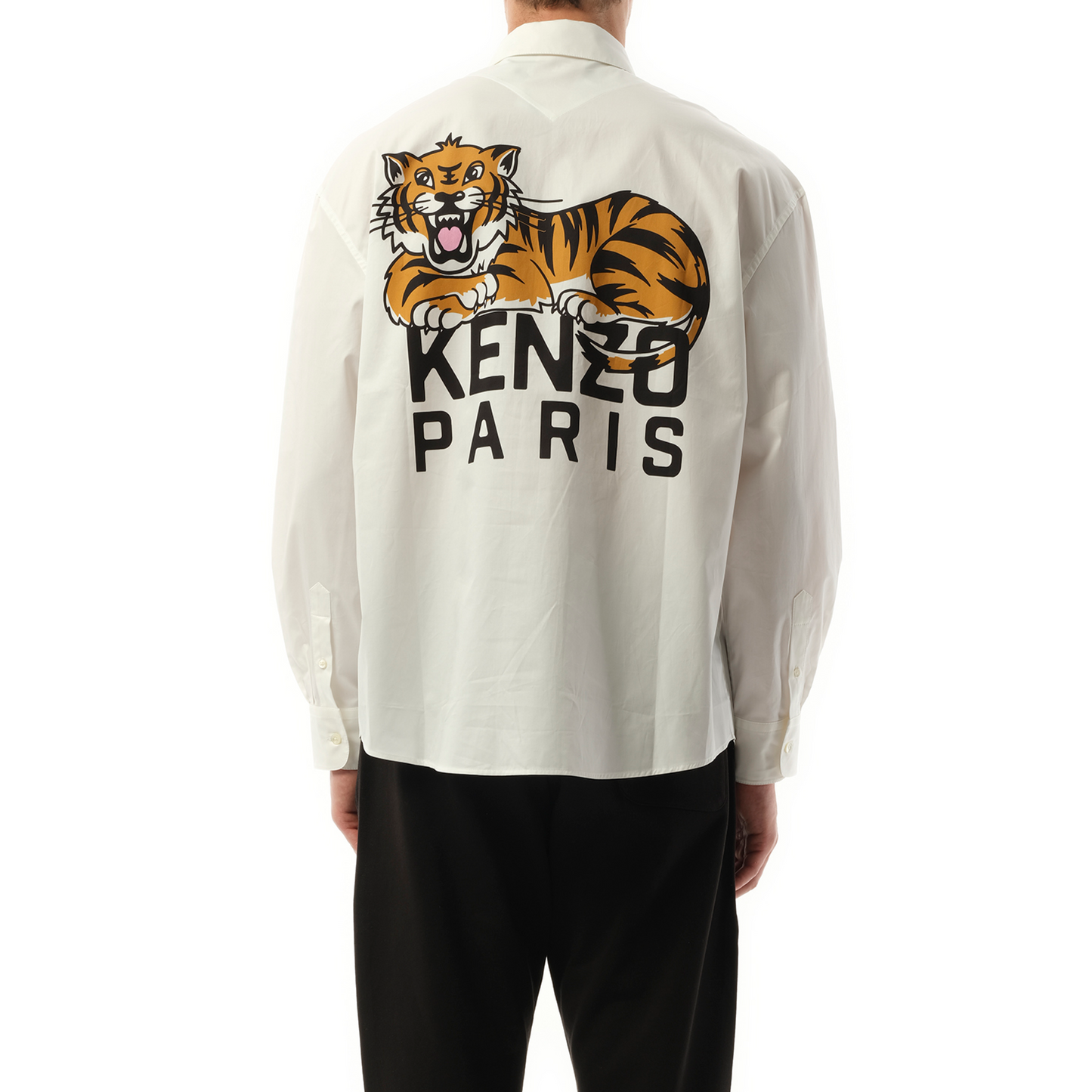 Kenzo Happy Tiger Pocket Casual Shirt in White