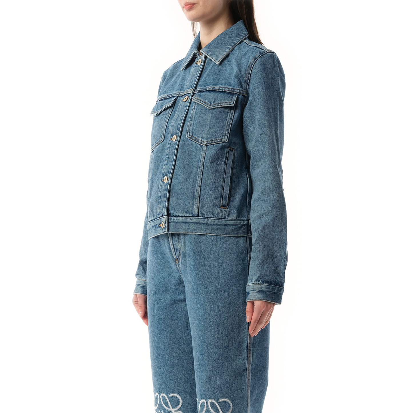 Anagram Denim Jacket in Mid Blue