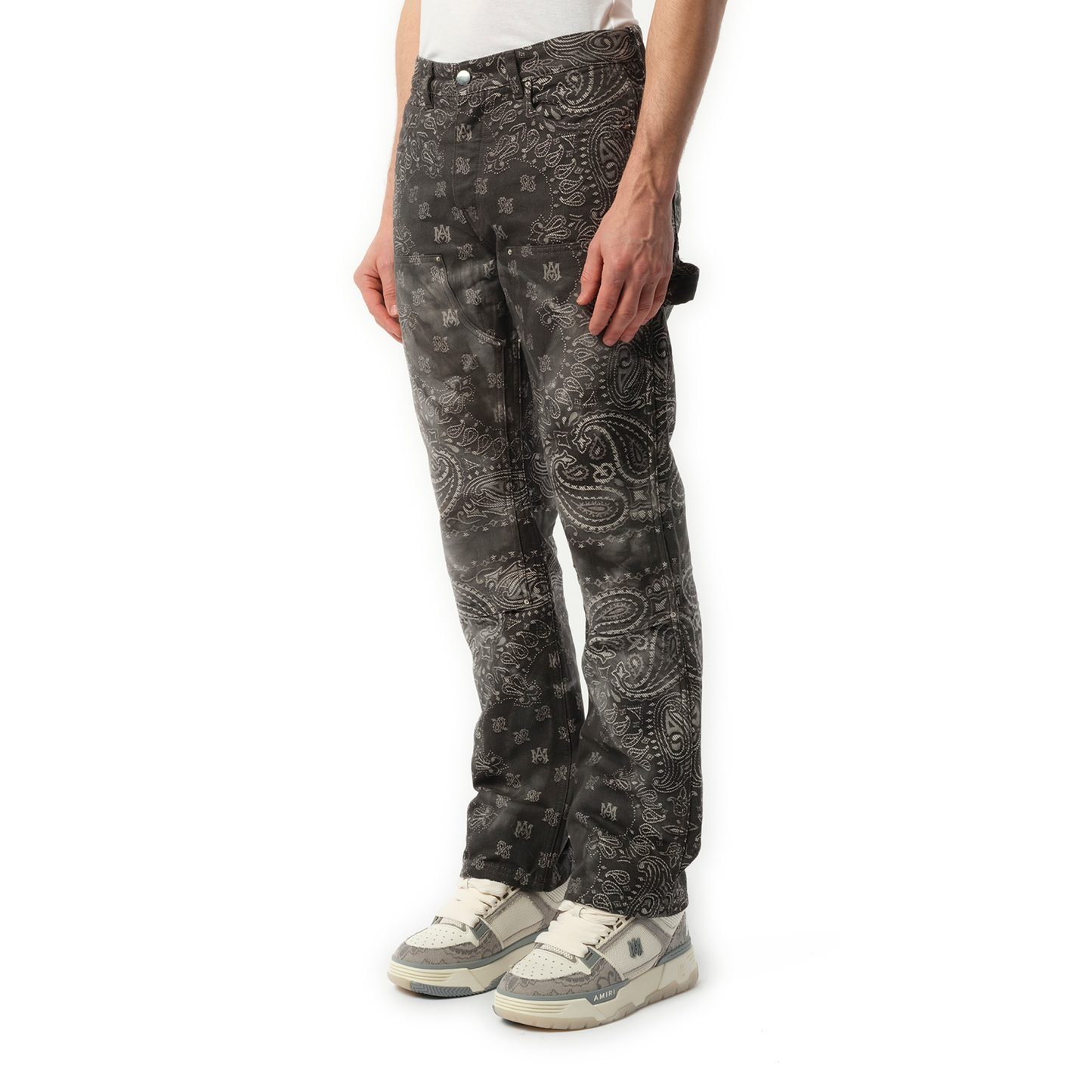 Tie Dye Bandana Carpenter Jeans in Dark Grey