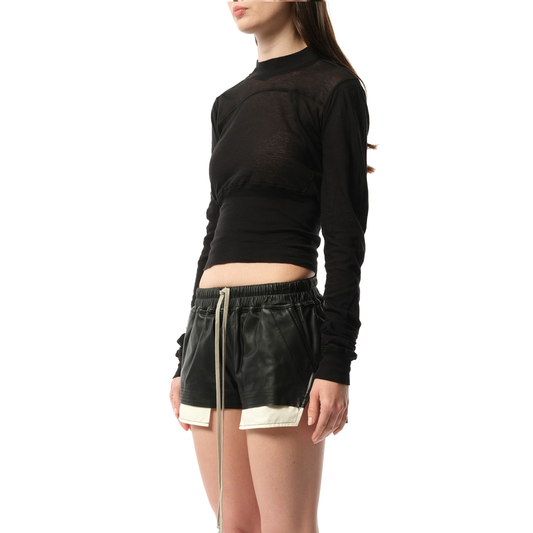 Cropped LS Geo T-Shirt in Black