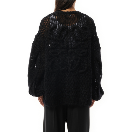 Relaxed Fit Anagram Cardigan in Black