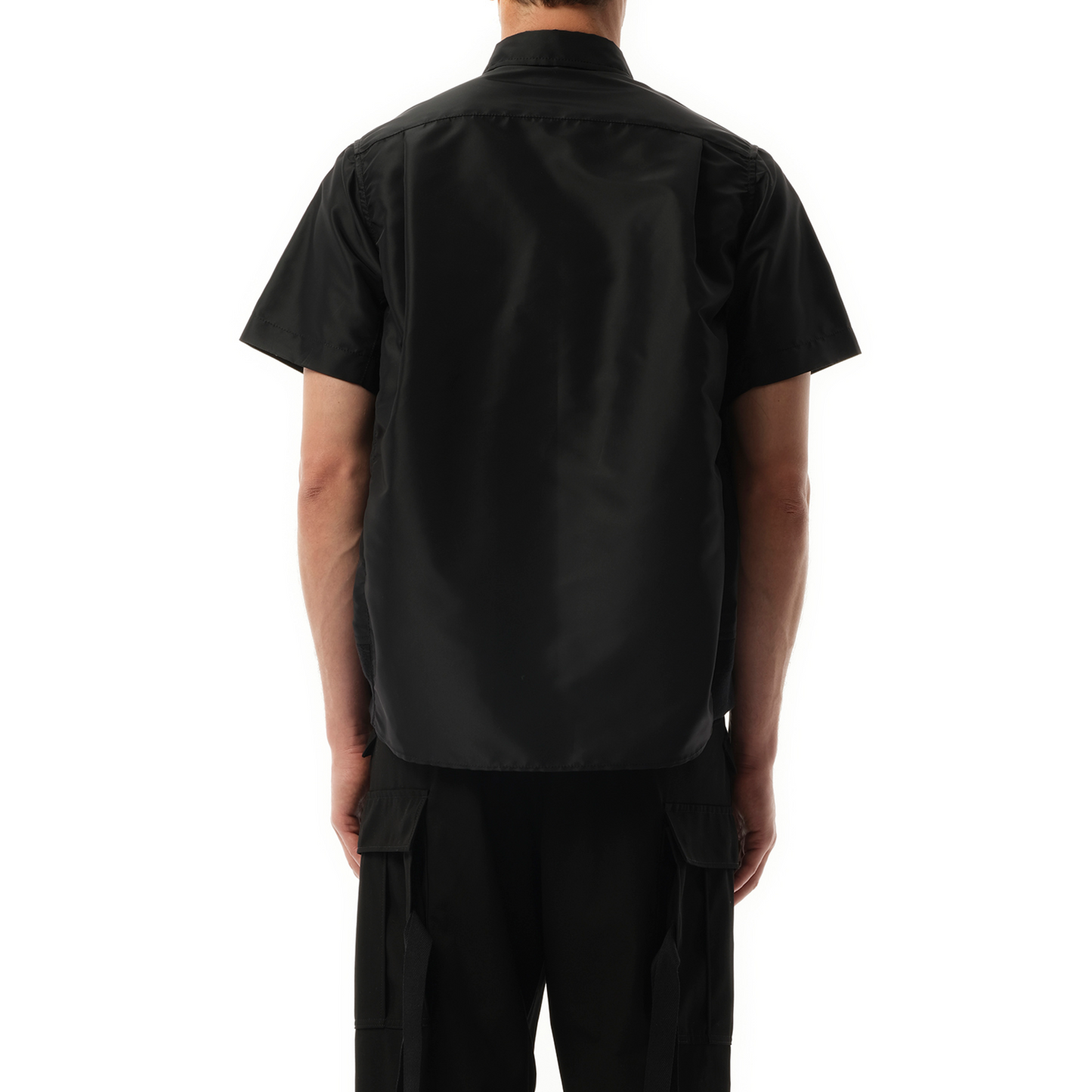 Nylon Twill Short-sleeve Shirt in Black