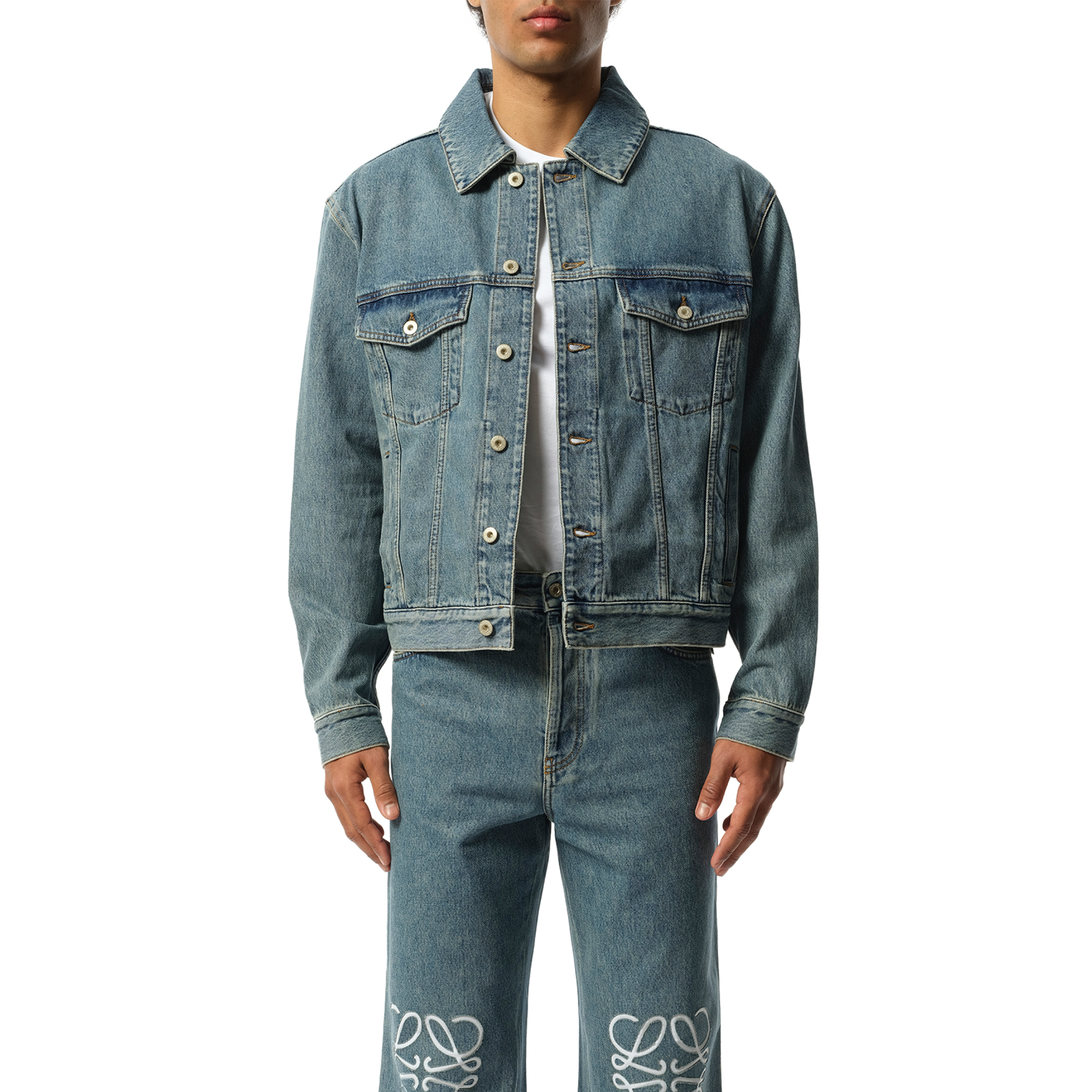 Anagram Denim Jacket in Mid Blue