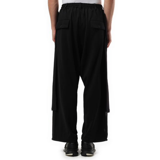 Open Hem Track Pants in Black