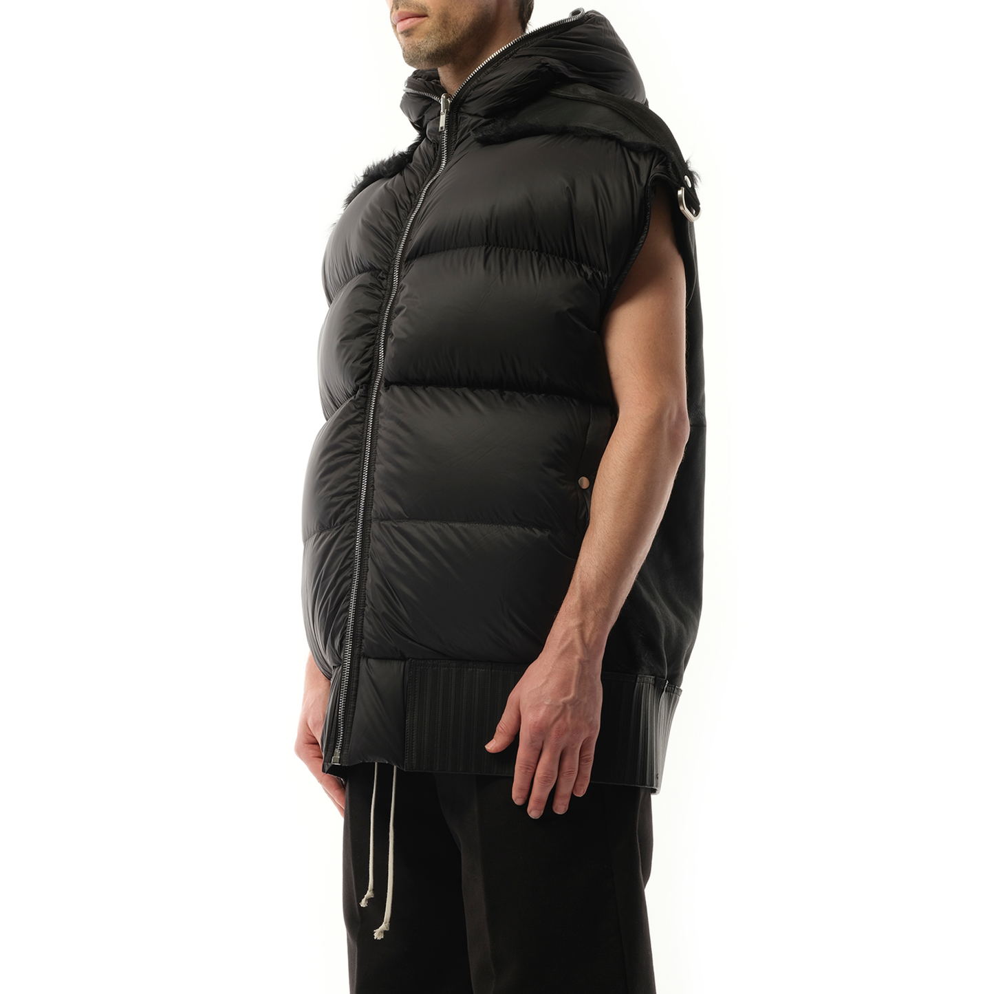 Lido Sleeveless Puffer Hoodie in Black