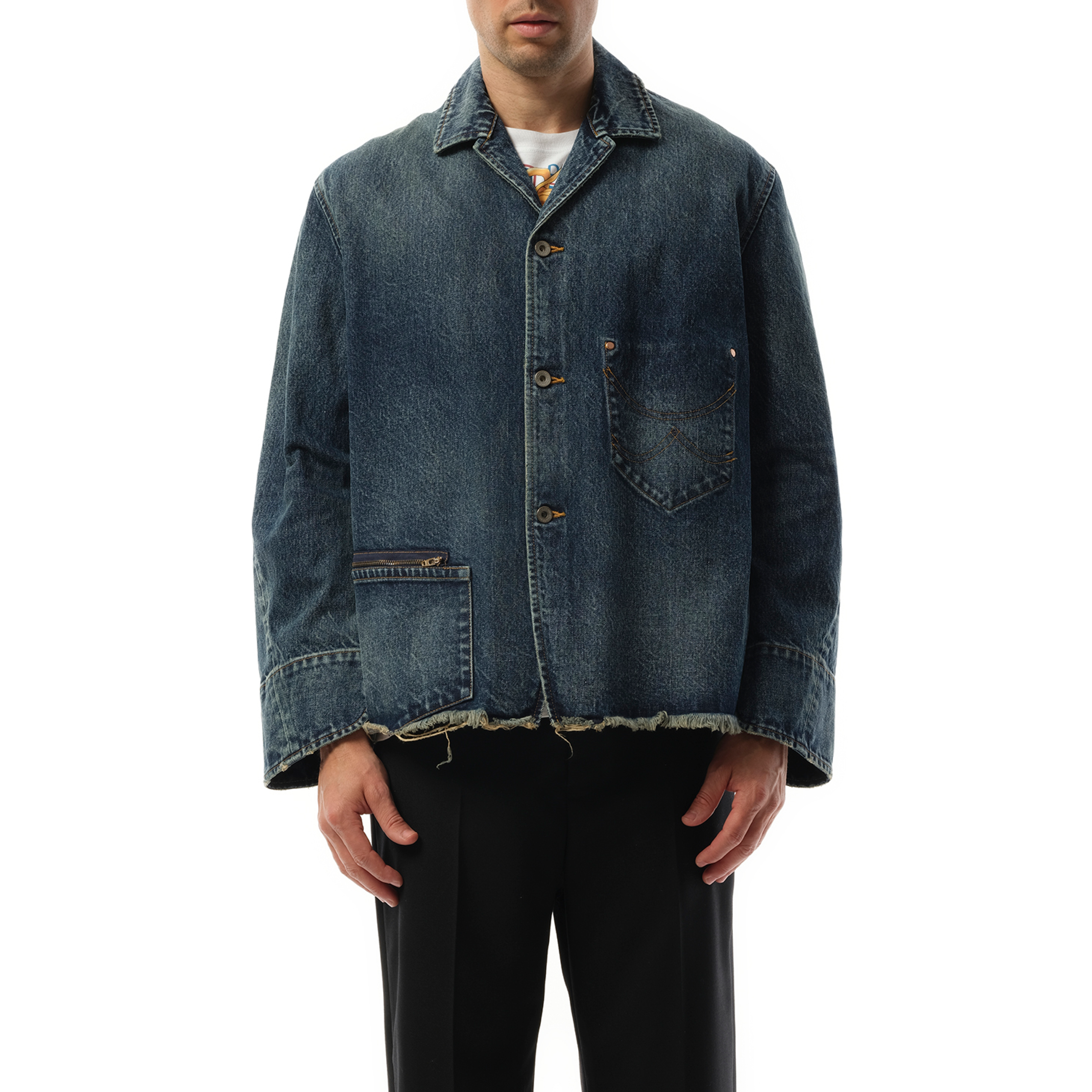 Used Finish Denim Jacket in Indigo